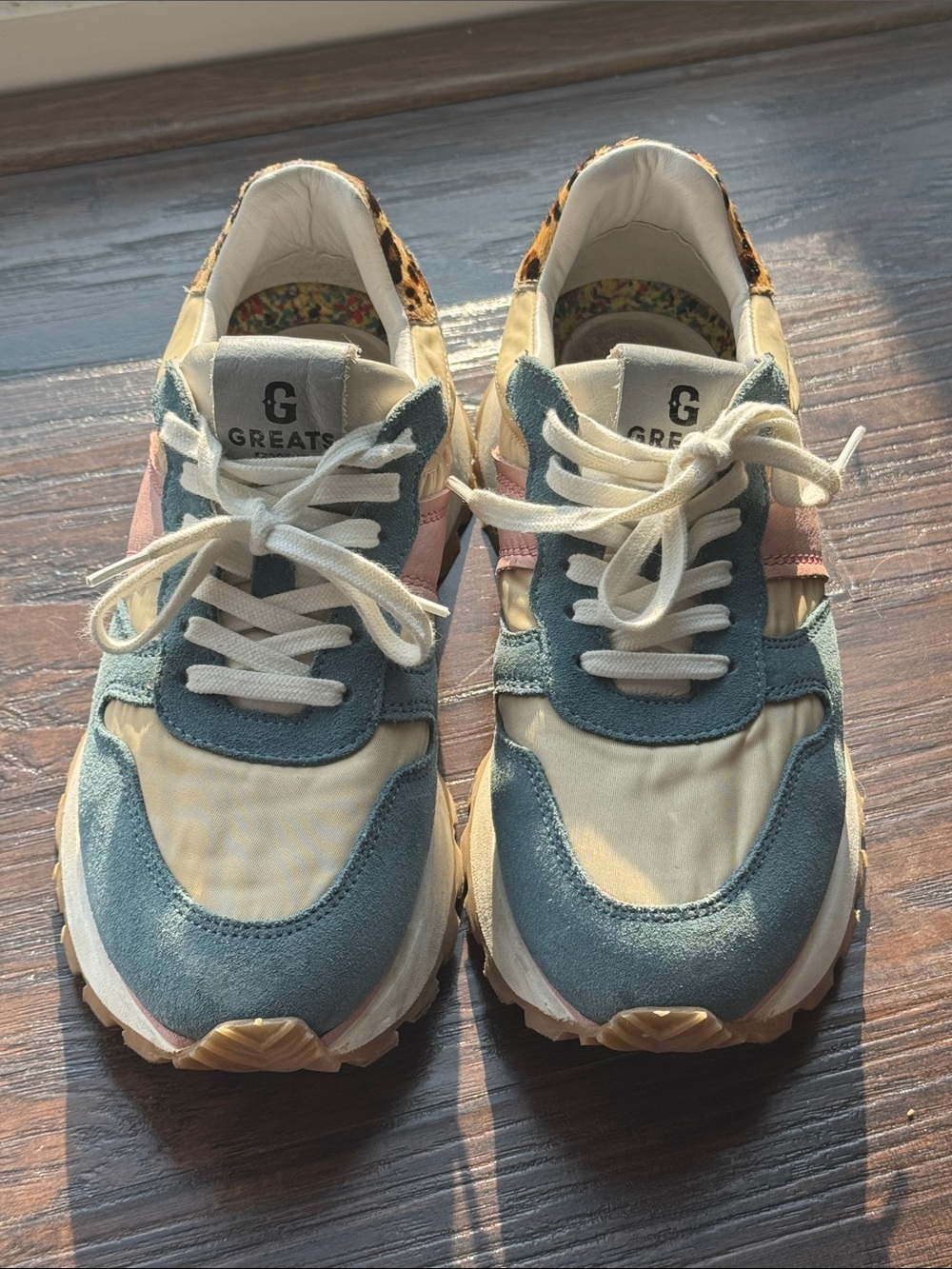Greats Teal, Cream & Pink Retro-Style Women's Sneakers